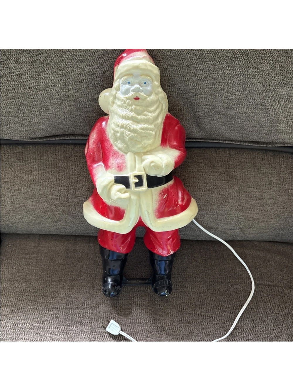Vintage Lighted Blow Mold Sant Claus 1950s 18” Table Top Santa